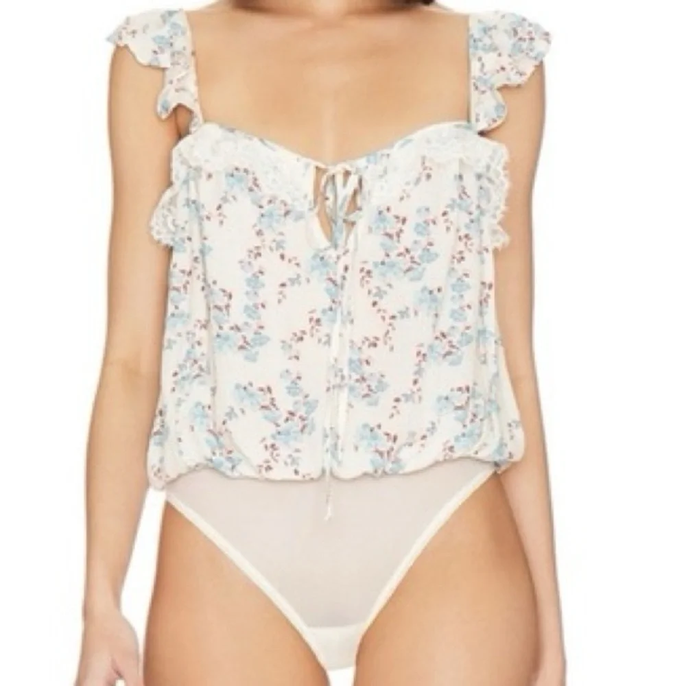 Free People Intimately Floral Ruffle Bodysuit
